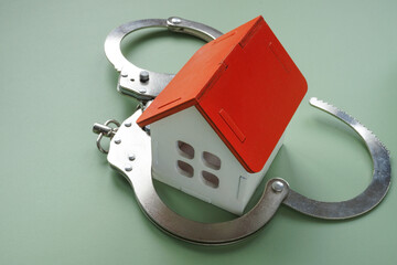 House locked in handcuffs. Property seizure and legal restrictions.