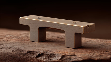 Wooden hand plane with textured surface on natural stone background, traditional carpentry tool for woodworking and craftsmanship