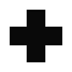 Obraz premium Minimalist Black Medical Cross Icon - Professional Vector First Aid and Emergency Services Silhouette
