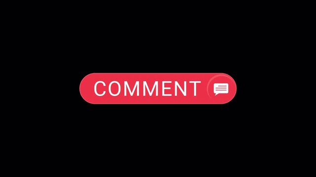 Animation of a YouTube share button with text and icon.  Isolated on a black background with an alpha channel.