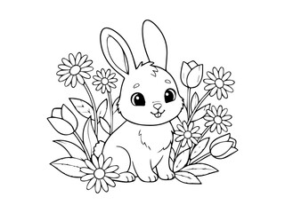 Black and white vector illustration of kawaii coloring page