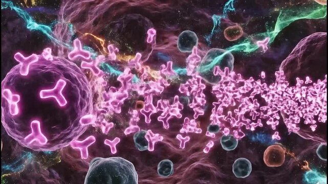 Dynamic microscopic view of cellular interactions and molecular processes within an organic environment