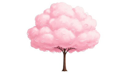 Illustrated pink cloud tree isolated on transparent background