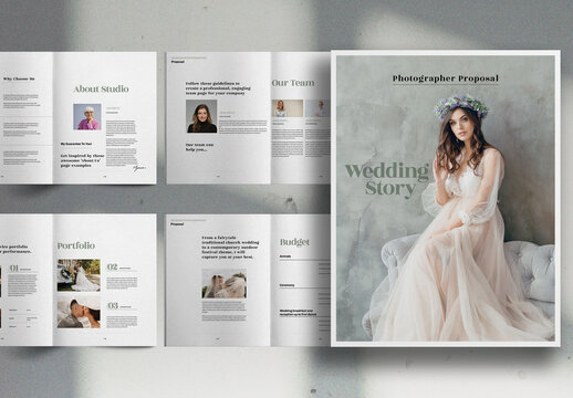 Sage Green Wedding Photographer Proposal Brochure Layout