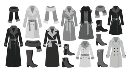 Collection of winter coats and accessories for women