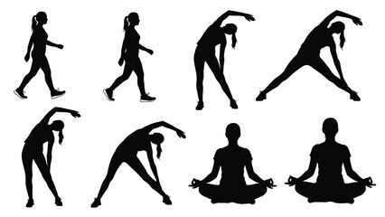 Group of people practicing yoga and stretching exercises