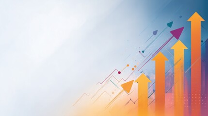 Abstract Colorful Background with Upward Arrows and Graph Elements