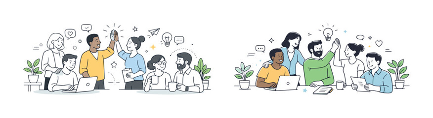 Diverse team collaboration with young adults sharing ideas and working together