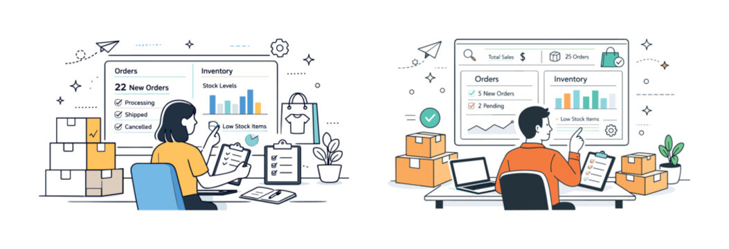Order management dashboard with shipping and inventory monitoring for business efficiency