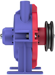 Illustration of a bladeless turbine design, based on an early 20th-century concept patented in 1913. The mechanism uses smooth, rotating discs and radial flow dynamics. side