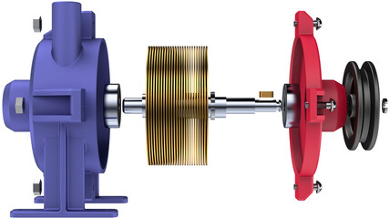 Illustration of a bladeless turbine design, based on an early 20th-century concept patented in 1913. The mechanism uses smooth, rotating discs and radial flow dynamics. exploited