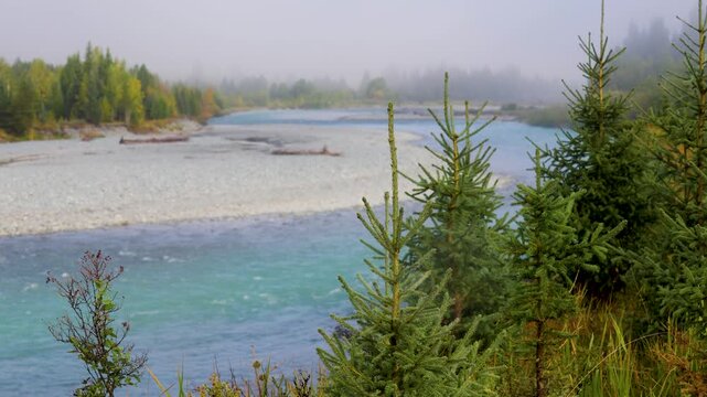 Foggy morning on the Katun River, Altai, Russia