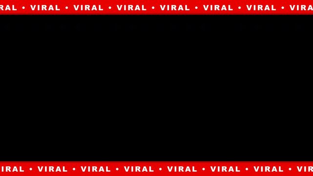 Two red horizontal scrolling banner tapes with viral text on isolated black background for video framing and social media overlay use