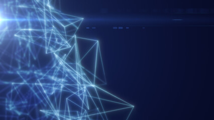 Obraz premium Abstract digital blue network made of luminous polygonal lines and nodes forming a futuristic structure