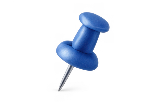 Blue clay-style pushpin marking an important location or event, pin representing business or travel data, 3d icon transparent background - Powered by Adobe