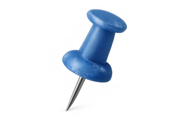 Blue pushpin holding important information and reminders, ideal for office organization and stationery supplies