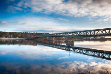Old Bridge (Vanhasilta) over Kemijoki river in Rovaniemi, Finland. HDR.