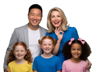 Happy family, portrait and beach with happy, smile and relax mother and father hug, embrace and laughing together. Kids, face and parents on sea vacation with family bonding, excited and cheerful