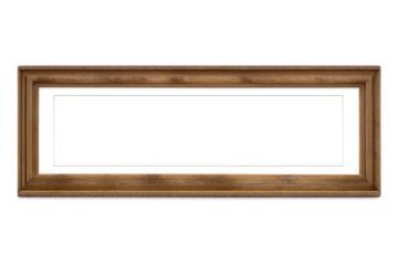 Panoramic aged wooden picture frame with empty space, creating a vintage display template on transparent background