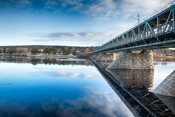Old Bridge (Vanhasilta) over Kemijoki river in Rovaniemi, Finland. HDR.