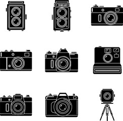 Minimal Vintage Photography and Videography Camera Line Art Vectors for Media Technology Film and Photography Design