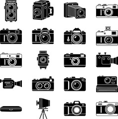 Minimal Vintage Photography and Videography Camera Line Art Vectors for Media Technology Film and Photography Design