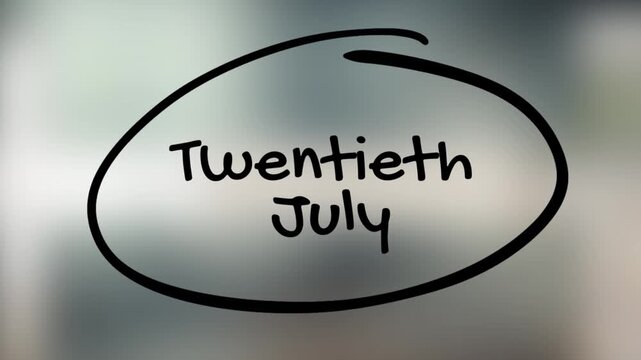 Twentieth July Handwriting with Black Marker on Glass Surface