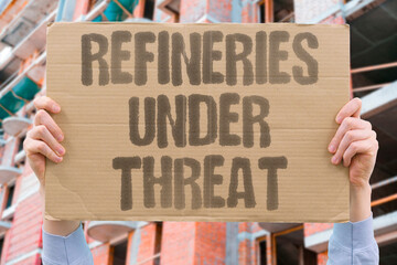 "Refineries Under Threat" Processing plants face potential attacks. REFINERIES. PLANTS. ATTACKS. POTENTIAL. THREAT.