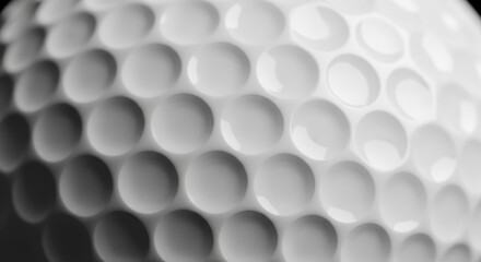 Close up macro shot of a white golf ball with dimples