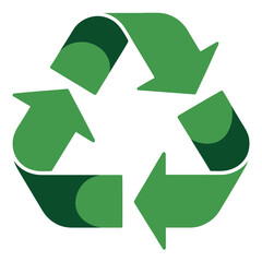 Obraz premium Green recycling symbol made of three chasing arrows illustrates environmental stewardship.