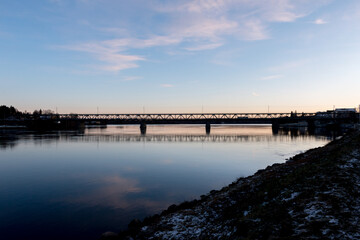 Old Bridge (Vanhasilta) over Kemijoki river in Rovaniemi, Finland.