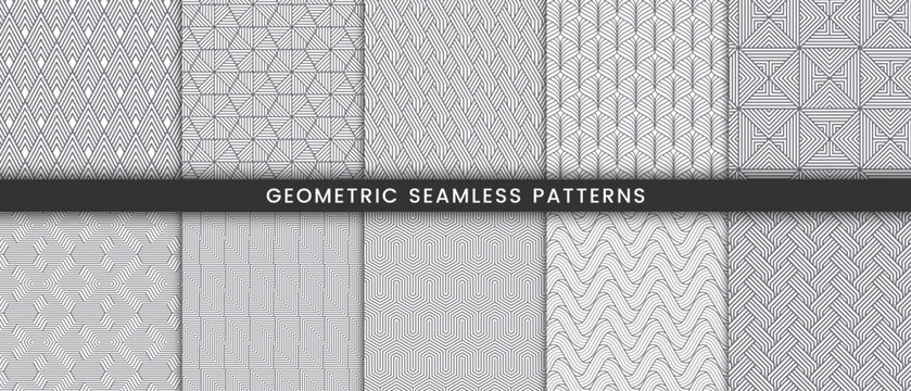Set of geometric seamless pattern stripes lines
