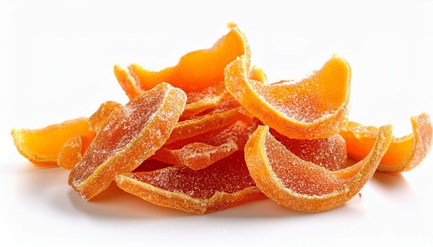 candied orange peel on white background