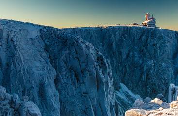 Frozen Landscape and Cliffs of Śnieżne Kotły, Karkonosze National Park	