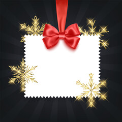 Obraz premium A New Year's or Christmas card decorated with golden snowflakes with shiny glitter. Vector illustration. Elegant holiday design for invitations, greeting cards, seasonal sales, and social media banner