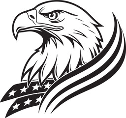 Obraz premium High-Quality Black Bald Eagle USA Logo Silhouette Vector Modern Minimal Flat Design Isolated Transparent Professional Stock Illustration Branding