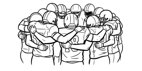 Fototapeta premium Hand Drawn Doodle Style Football Team Huddle Vector