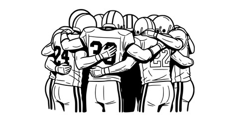 Hand Drawn Doodle Style Football Team Huddle Vector