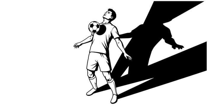 Noir Style Football Midfielder Chest Control Vector Illustration