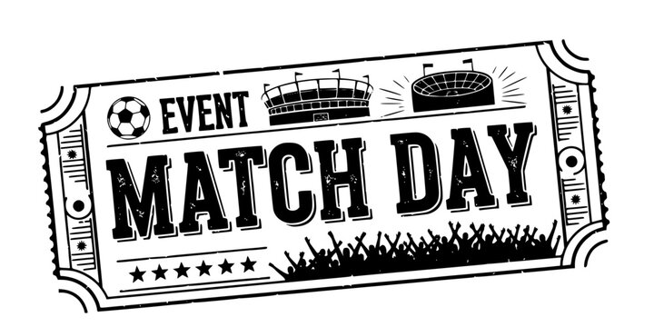 Vintage Match Day Ticket Stub Typography Vector