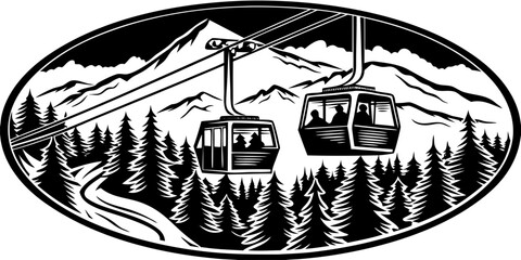 Ski Lift Cabins Ascending Mountain Slope