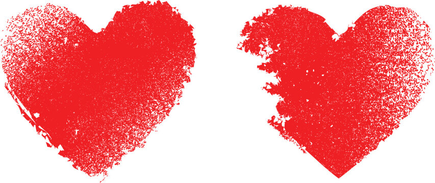 Dispersion heart . Grunge stamps collection.love Shapes for your design.Distressed symbols. Textured Valentine's Day signs.Vector illustration.
