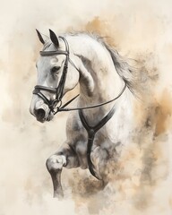 watercolor painting of an Andalusian equestrian portrait.