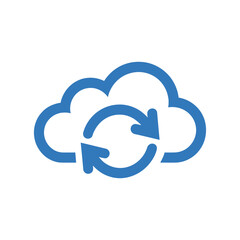 Cloud sync icon on White Background Vector Art Illustration on white background.
