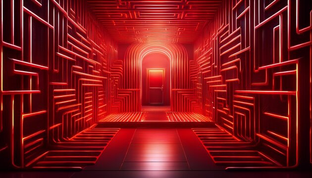 red neon prison cell maze - Powered by Adobe