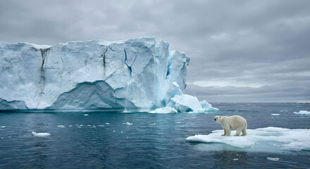 Solitary Polar Bear on Ice
