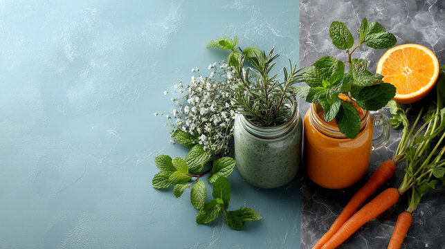 Kreative gr&uuml;ne Detox-Smoothies mit Gem&uuml;se &ndash; Brokkoli, Blumenkohl und Gurke in Bewegung