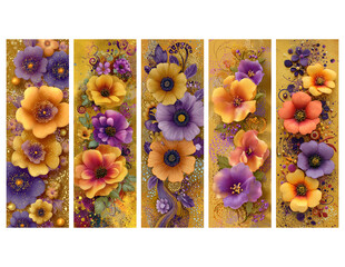 Fantasy floral bookmark printable illustration