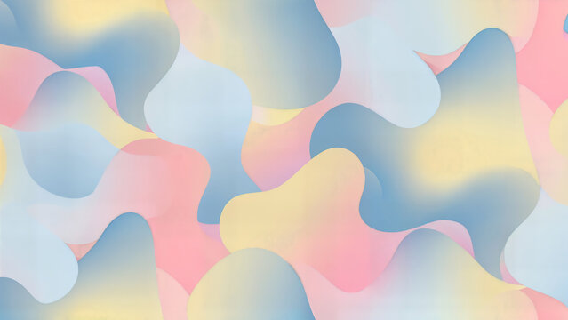 Fluid wavy shapes background with gradient pink blue and yellow hues - Powered by Adobe