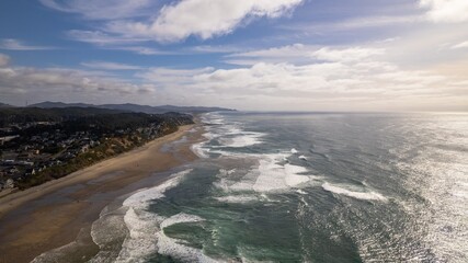 Fototapeta premium Ocean and Beach scenes from all over the Oregon Coast taken from the air